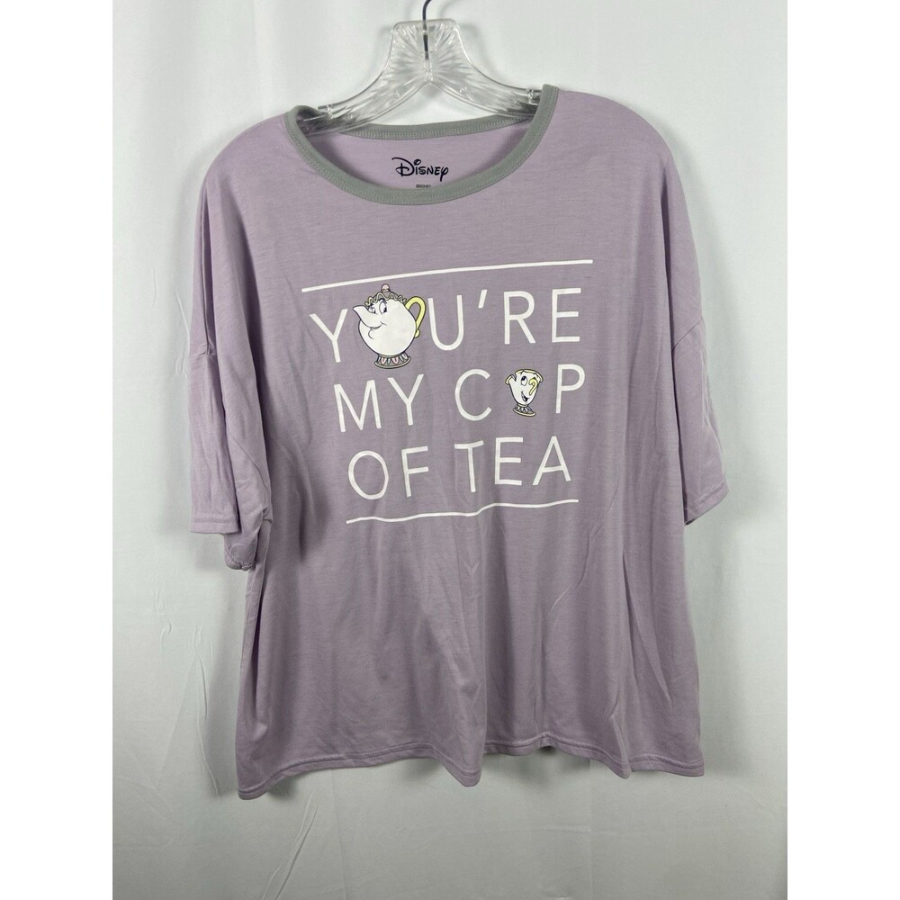 Disney Mrs Potts And Chip Women’s Sleepware T-shirt Top Sz XL Soft Lavender